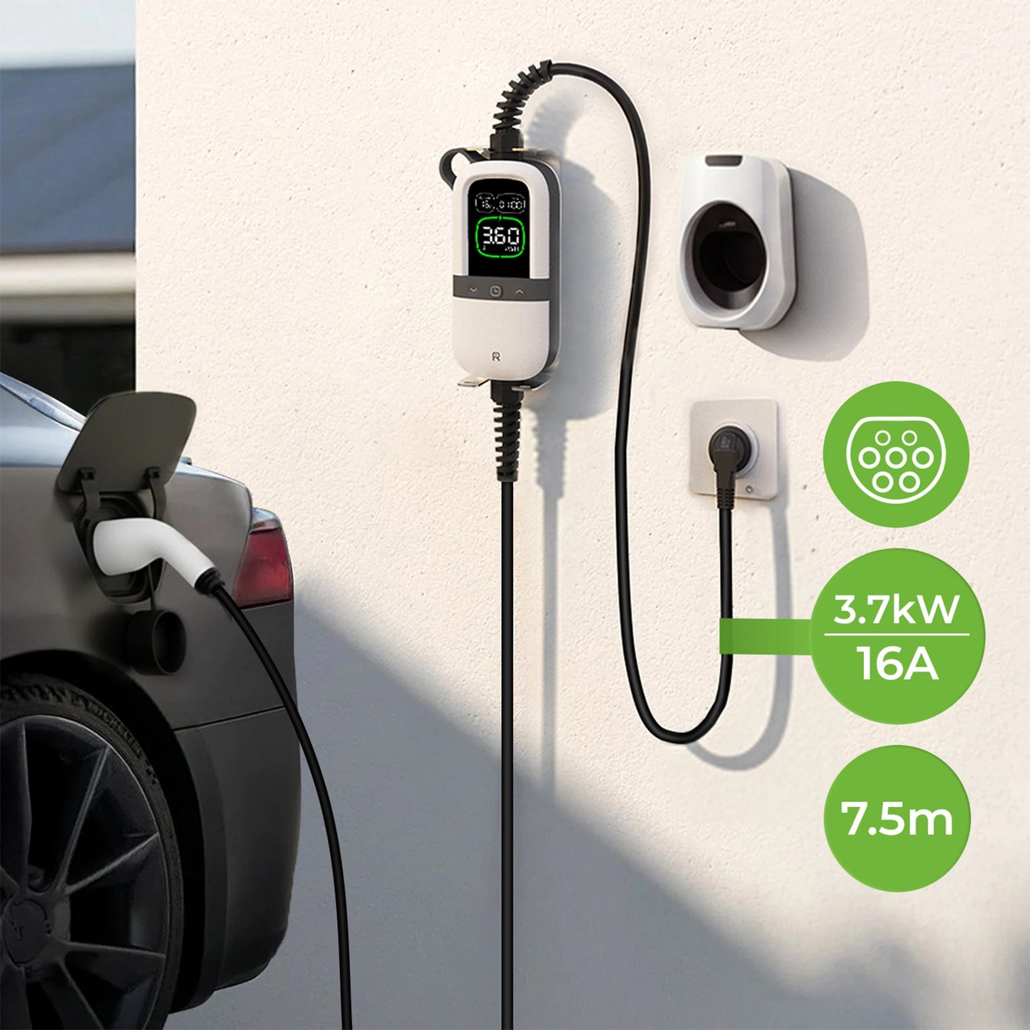 Chargeur pour voiture electrique Rheidon 3,7 kW certifié TÜV | PC200-3K6