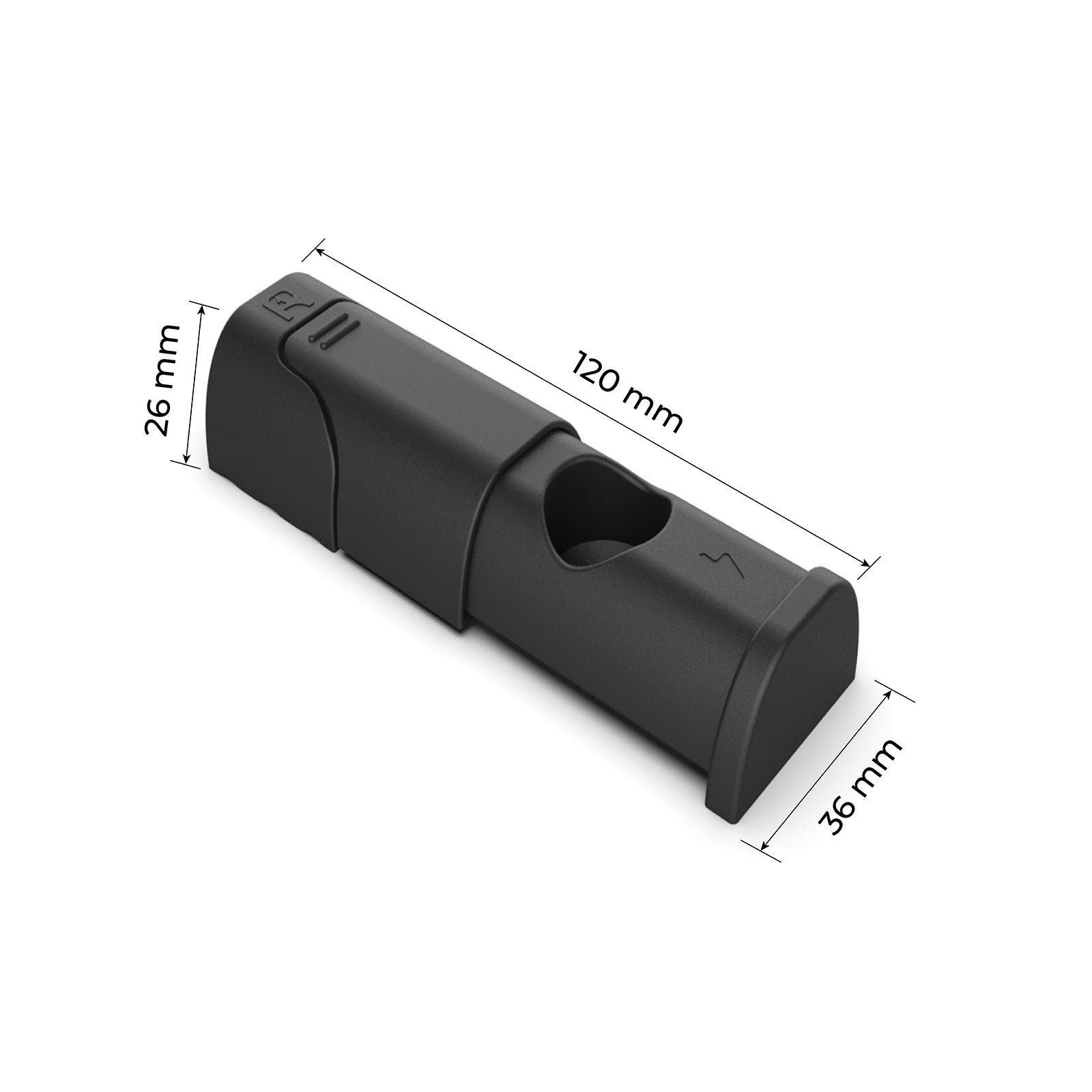 Rheidon EV cable protector with compact 120×36×26mm design, protects charging cables from garage door damage and debris