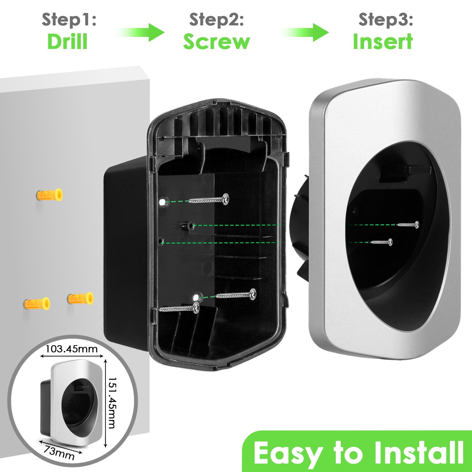 Install Rheidon’s EV cable holder in minutes with clear drill-and-screw guide — no tools or skills required