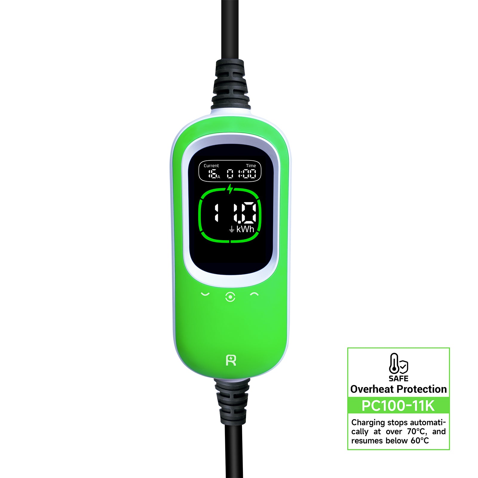 Rheidon 11kW portable 3-phase EV charger PC100-11K with 16A output, fast Type 2 charging and smart overheat protection
