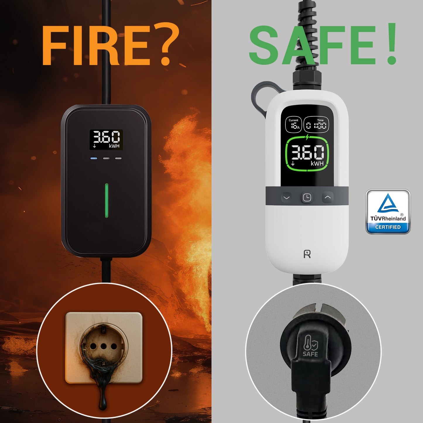 Rheidon 3.6 kW TÜV-Certified Portable EV Charger | PC200-3K6