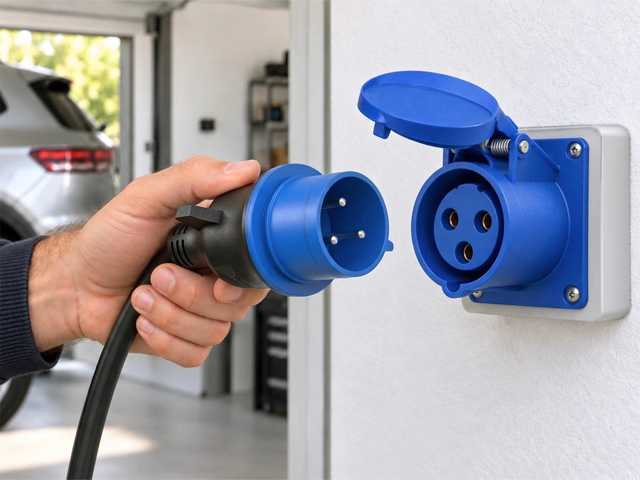 Setting the charging current and timer on the Rheidon PC200 portable EV charger