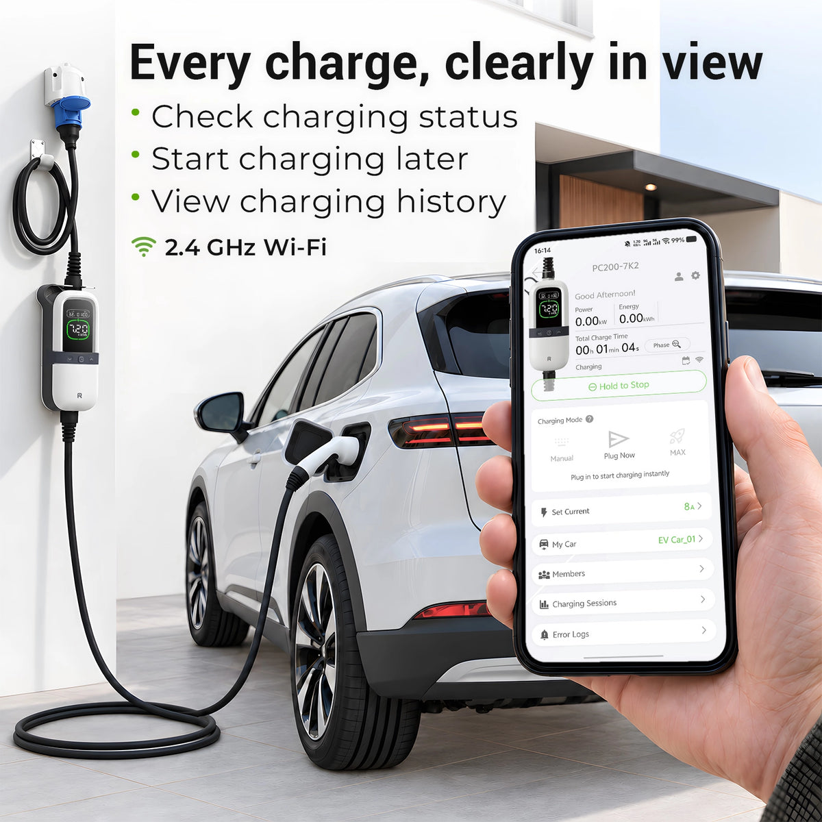 Rheidon 7.2 kW Smart Portable EV Charger | PC200-7K2