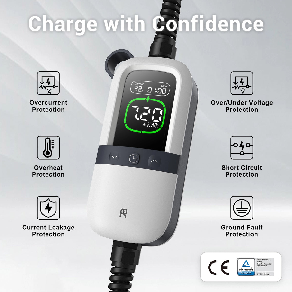 Rheidon 7.2 kW Smart Portable EV Charger | PC200-7K2