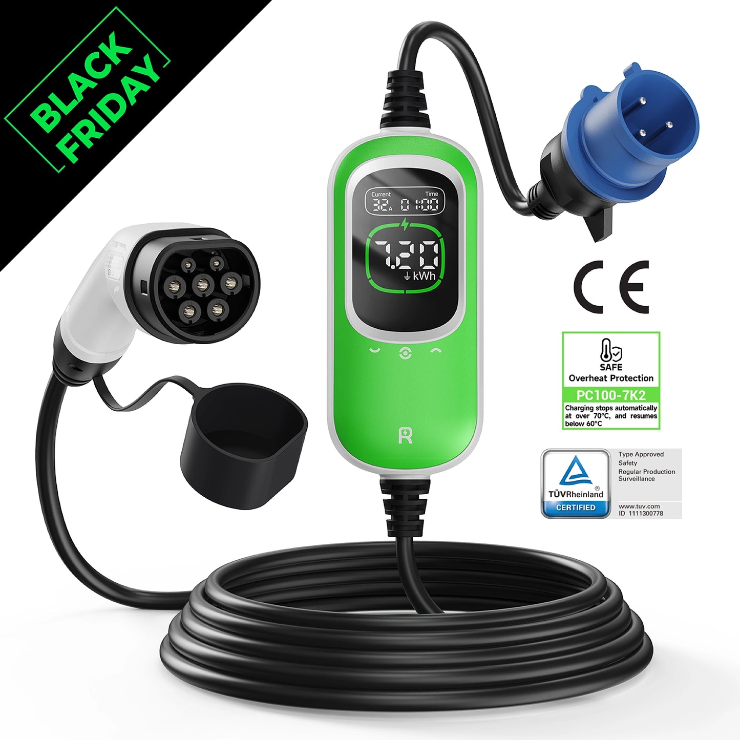 Rheidon 7.2 kW Portable EV Charger PC100-7K2