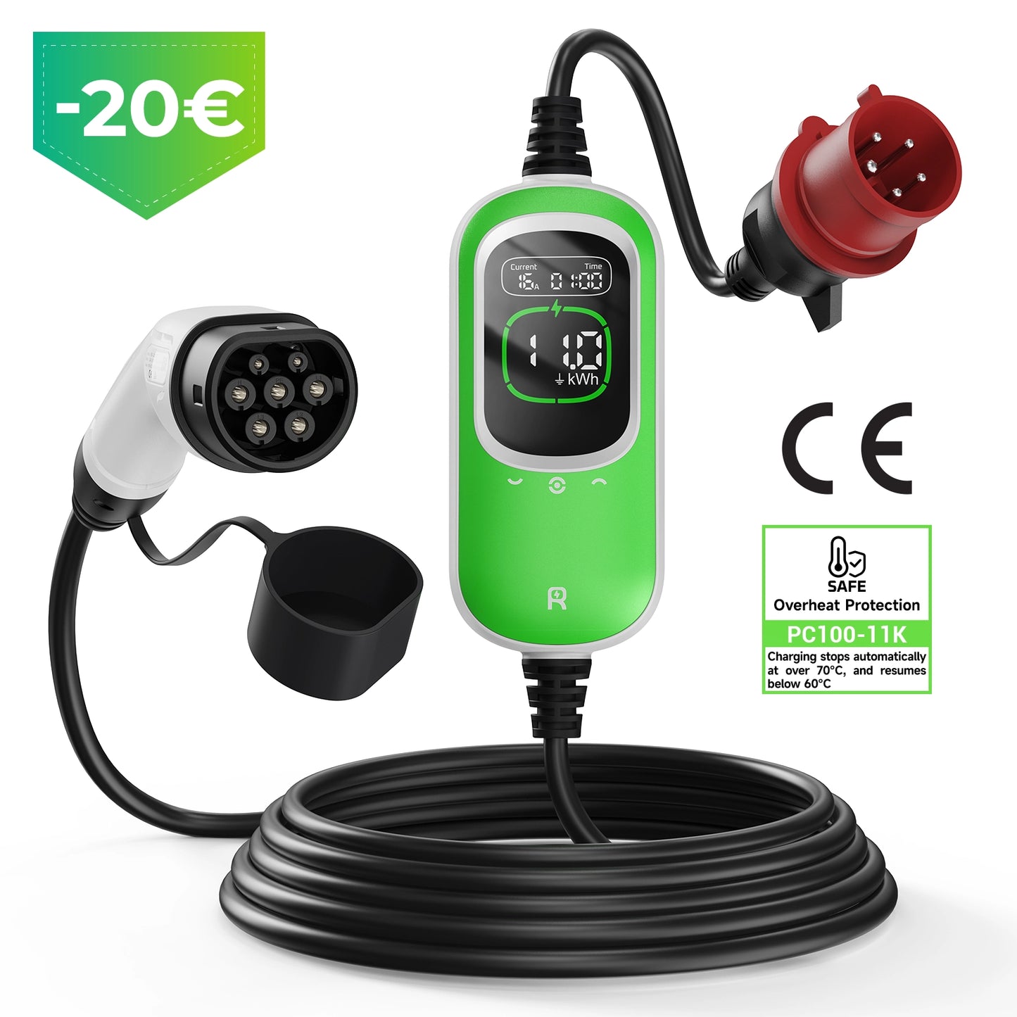 Tragbares 11-kW-Ladegerät für Elektrofahrzeuge von Rheidon PC100-11K