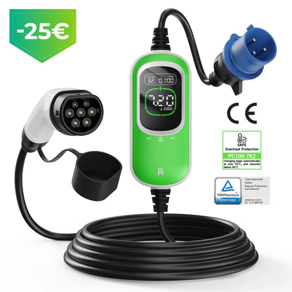 Rheidon 7,2 kW TÜV-zertifiziertes tragbares EV-Ladegerät | PC100-7K2
