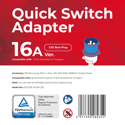Quick-Switch Adapter for the PC200 Pro 11K — CEE Blue 16A 3-pin