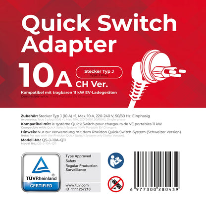 Typ-J-Stecker, 10A — Quick-Switch Adapter für den PC200 Pro 11K