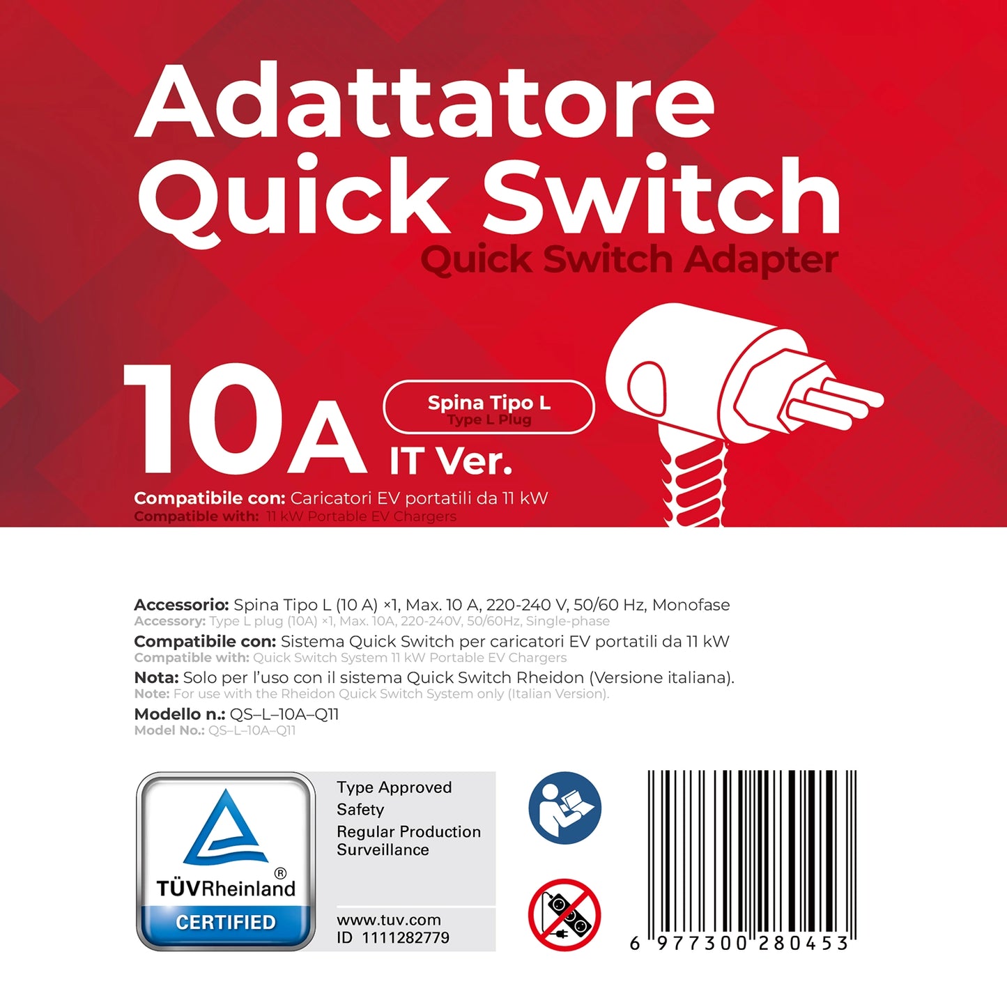 Typ-L-Stecker, 10A — Quick-Switch Adapter für den PC200 Pro 11K