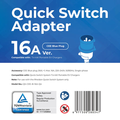 Quick-Switch Adapter for the PC200 Pro 7K4 — CEE Blue 16A 3-pin