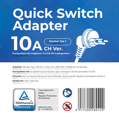 Type J Plug 10A — Quick-Switch Adapter for the PC200 Pro 7K4