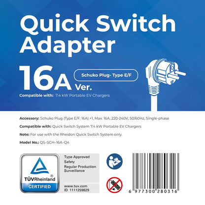 Schuko (Tipo E/F), 16A — Adattatore Quick-Switch per il PC200 Pro 7K4