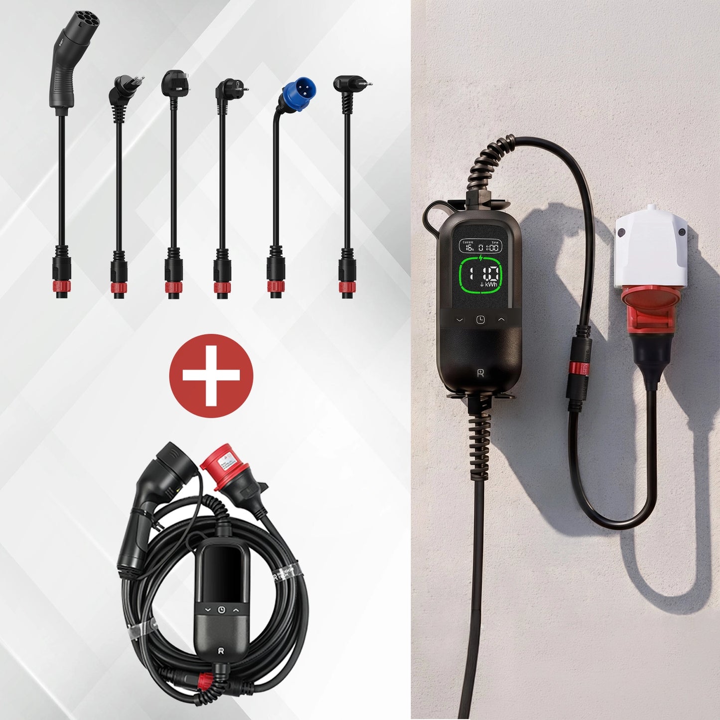 Rheidon PC200 Pro-11K | Cargador Portátil para VE – Compatibilidad Universal de Enchufes