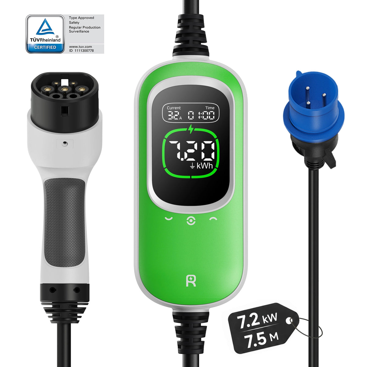 Rheidon Caricatore portatile per veicoli elettrici 7,4 kW PC100-7K2