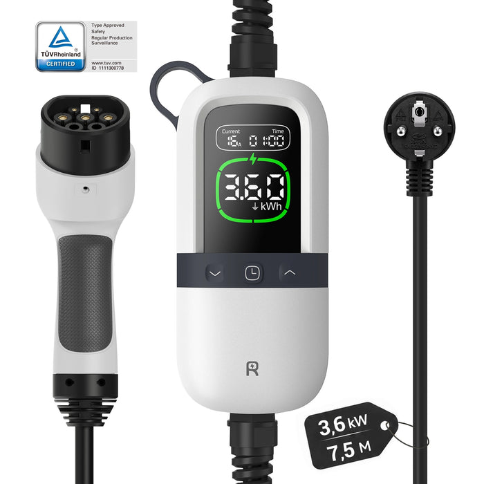 Rheidon Caricatore EV Portatile 3,6 kW Certificato TÜV | Modello PC200-3K6