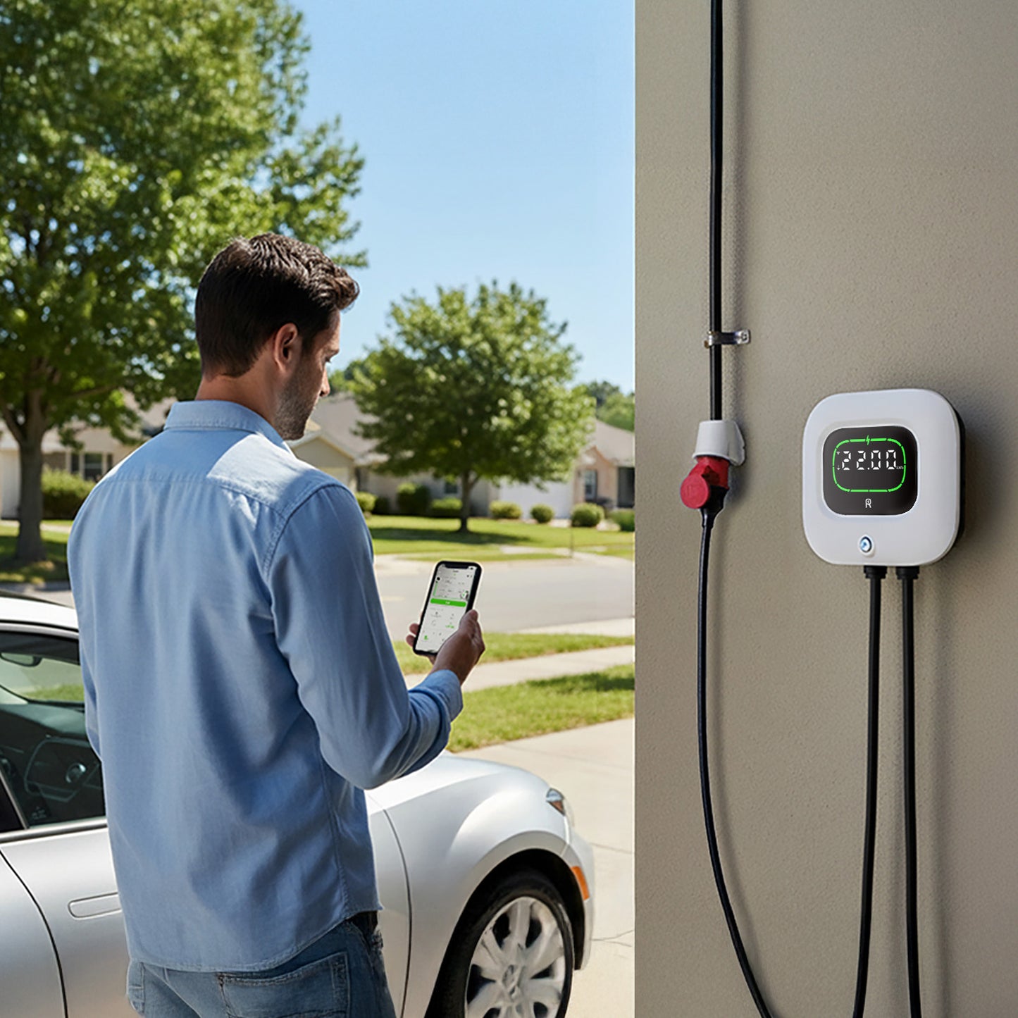 Rheidon Wall box per auto elettriche 22 kW | Stazione di ricarica per veicoli elettrici ad uso domestico WB500-22K
