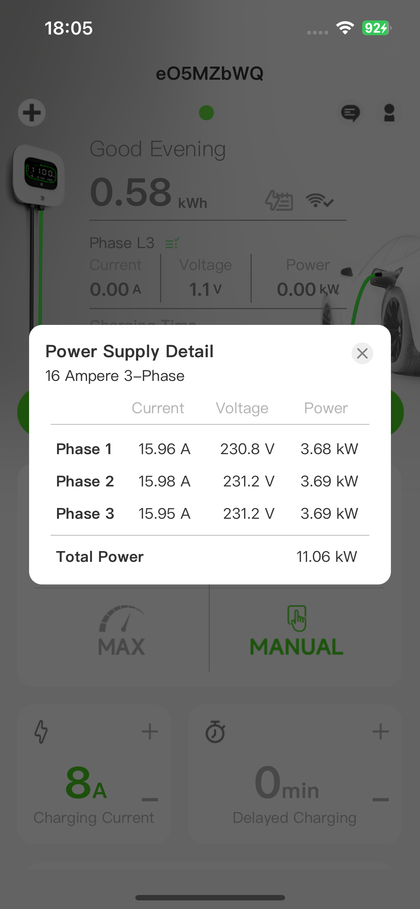 Rheidon app charging screen