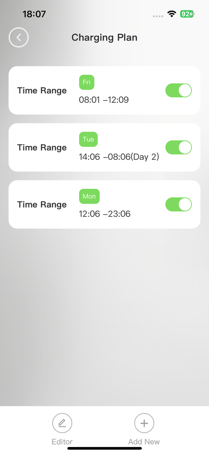 Rheidon app charging screen