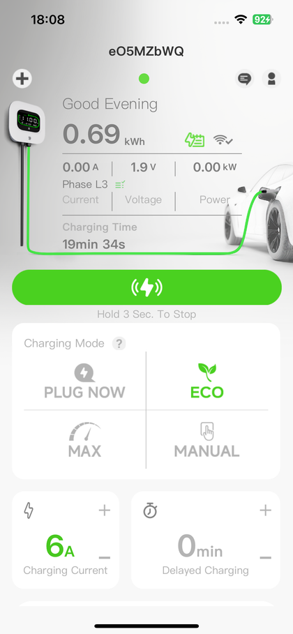Rheidon app charging screen