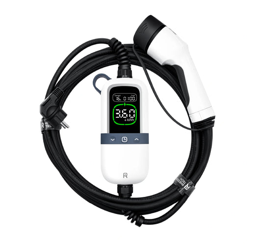 Rheidon PC200 portable EV charger with Schuko plug and Type 2 connector