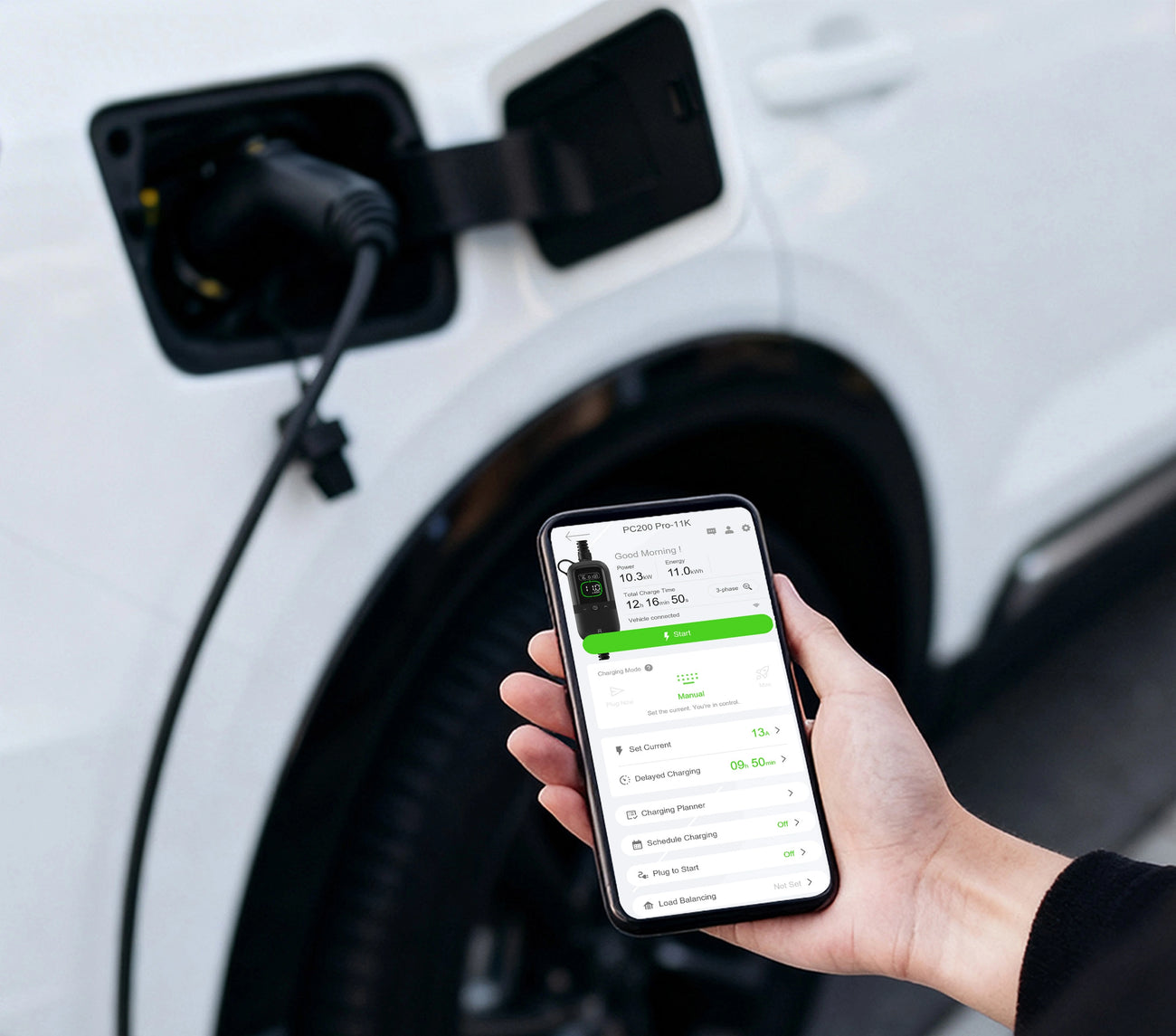 Controlling the Rheidon PC200 Pro-11K portable EV charger with the mobile app
