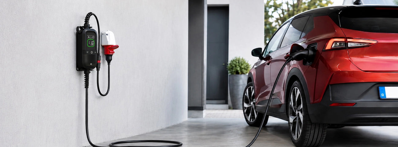 Rheidon PC200 Pro-11K portable EV charger charging an electric car at home