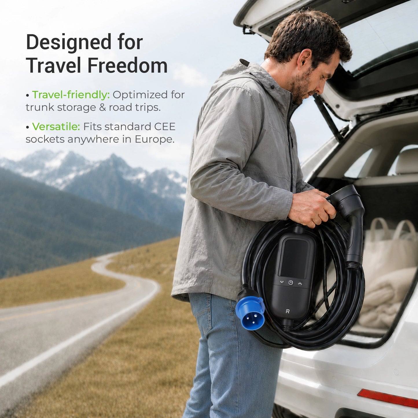 Rheidon PC200 Pro-7K4 | Chargeur EV portable – Compatibilité universelle des prises