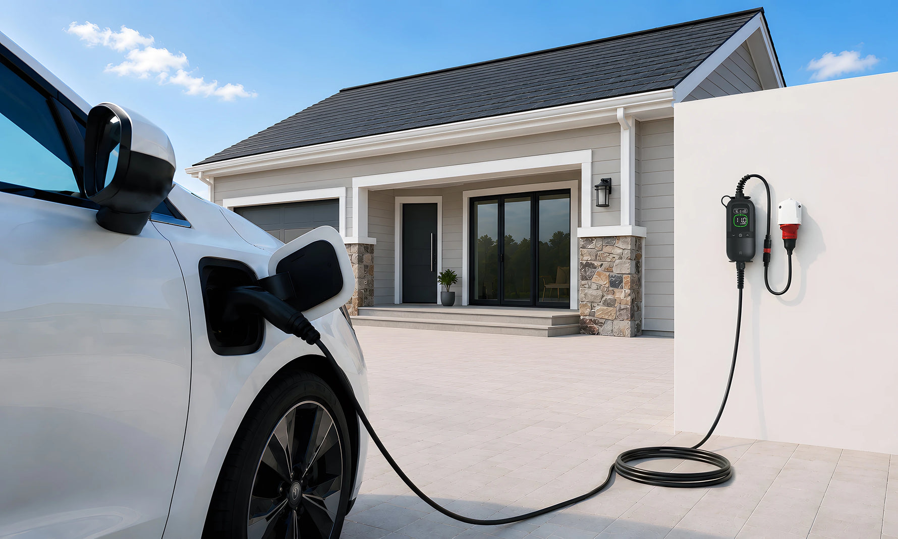 Electric car charging at home using solar energy